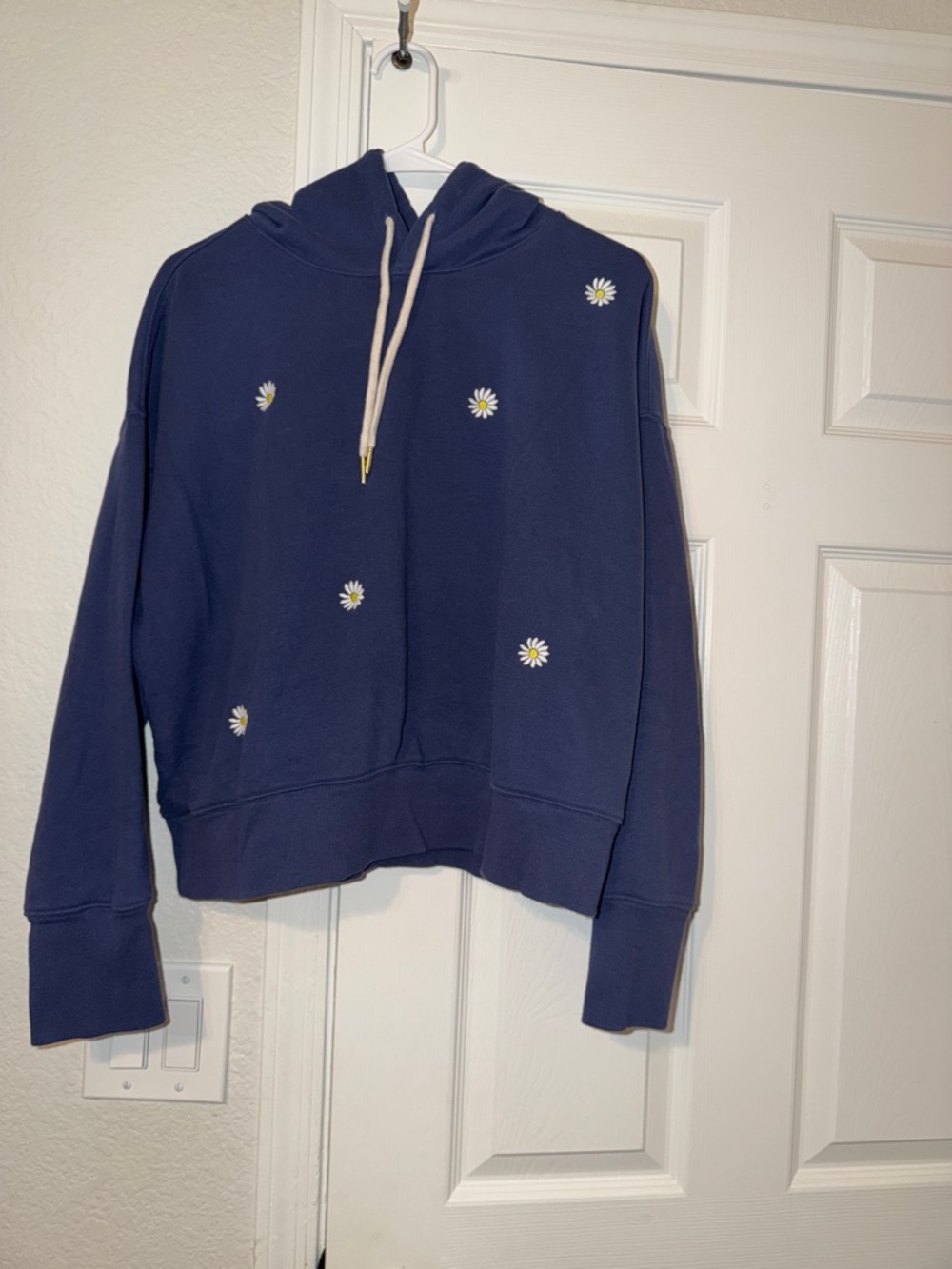 Free Assembly Navy Blue Daisy Embroidered Hoodie